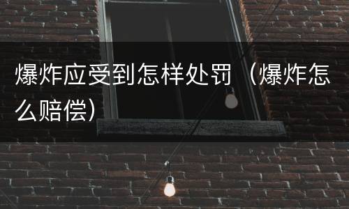 爆炸应受到怎样处罚（爆炸怎么赔偿）