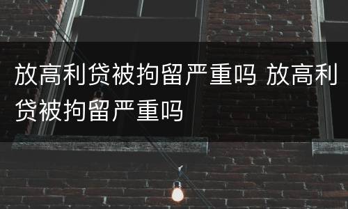 放高利贷被拘留严重吗 放高利贷被拘留严重吗 放高利贷被拘留严重吗 放高利贷被拘留严重吗