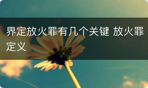 界定放火罪有几个关键 放火罪定义