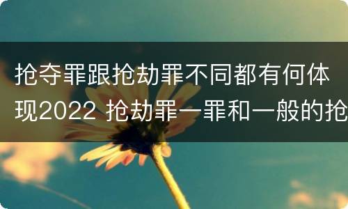 抢夺罪跟抢劫罪不同都有何体现2022 抢劫罪一罪和一般的抢劫罪