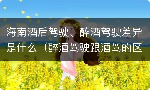 海南酒后驾驶、醉酒驾驶差异是什么（醉酒驾驶跟酒驾的区别）