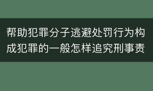 帮助犯罪分子逃避处罚行为构成犯罪的一般怎样追究刑事责任