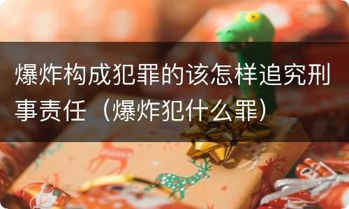爆炸构成犯罪的该怎样追究刑事责任（爆炸犯什么罪）