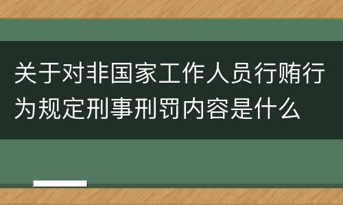 关于对非国家工作人员行贿行为规定刑事刑罚内容是什么