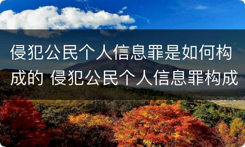 侵犯公民个人信息罪是如何构成的 侵犯公民个人信息罪构成要件