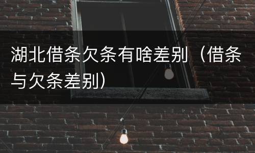 湖北借条欠条有啥差别（借条与欠条差别）