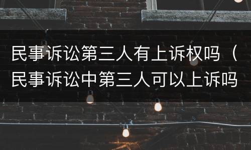 民事诉讼第三人有上诉权吗（民事诉讼中第三人可以上诉吗）