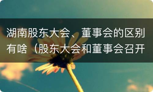 湖南股东大会、董事会的区别有啥（股东大会和董事会召开顺序）
