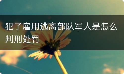 犯了雇用逃离部队军人是怎么判刑处罚