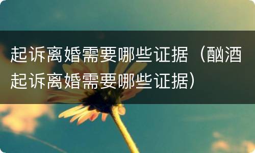 起诉离婚需要哪些证据（酗酒起诉离婚需要哪些证据）