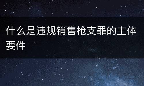 什么是违规销售枪支罪的主体要件