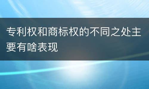 专利权和商标权的不同之处主要有啥表现