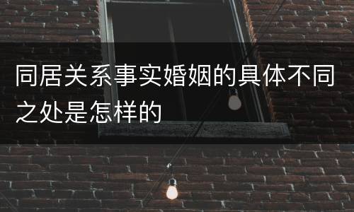 同居关系事实婚姻的具体不同之处是怎样的