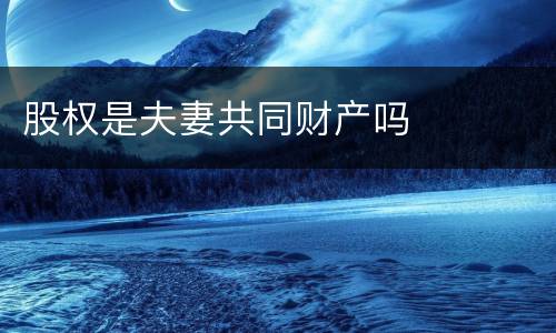 股权是夫妻共同财产吗