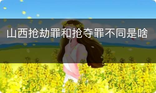 山西抢劫罪和抢夺罪不同是啥