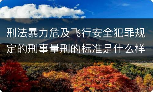 刑法暴力危及飞行安全犯罪规定的刑事量刑的标准是什么样的