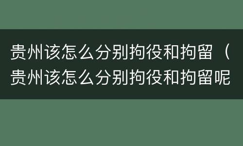 贵州该怎么分别拘役和拘留（贵州该怎么分别拘役和拘留呢）