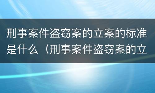 刑事案件盗窃案的立案的标准是什么（刑事案件盗窃案的立案的标准是什么呢）