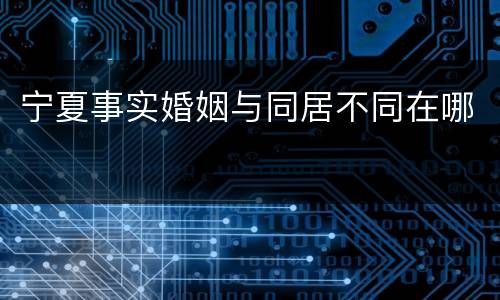 宁夏事实婚姻与同居不同在哪