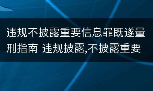 违规不披露重要信息罪既遂量刑指南 违规披露,不披露重要信息罪的立案标准