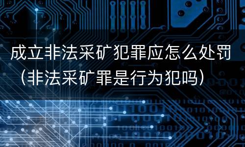 成立非法采矿犯罪应怎么处罚（非法采矿罪是行为犯吗）