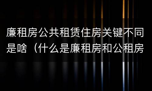 廉租房公共租赁住房关键不同是啥（什么是廉租房和公租房两个有什么特点）