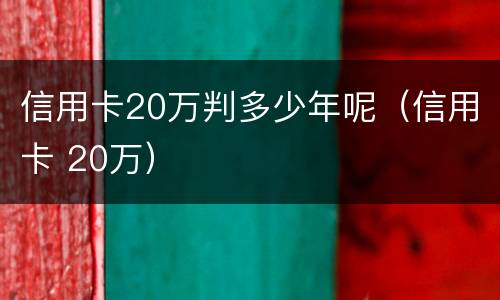 信用卡20万判多少年呢（信用卡 20万）