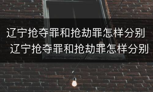 辽宁抢夺罪和抢劫罪怎样分别 辽宁抢夺罪和抢劫罪怎样分别认定