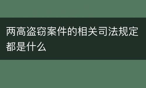 两高盗窃案件的相关司法规定都是什么