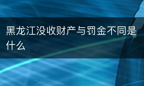黑龙江没收财产与罚金不同是什么