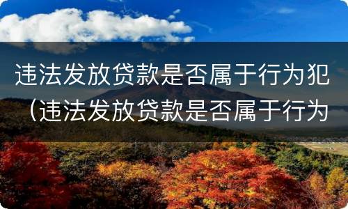 违法发放贷款是否属于行为犯（违法发放贷款是否属于行为犯法）