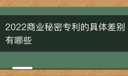 2022商业秘密专利的具体差别有哪些