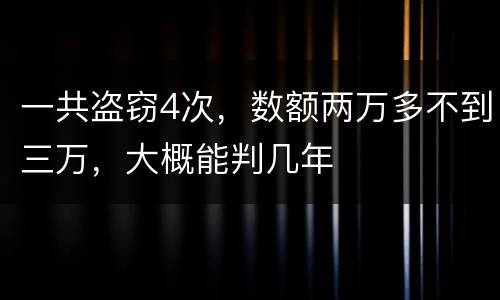 一共盗窃4次，数额两万多不到三万，大概能判几年