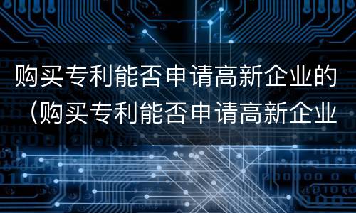 购买专利能否申请高新企业的（购买专利能否申请高新企业的补贴）