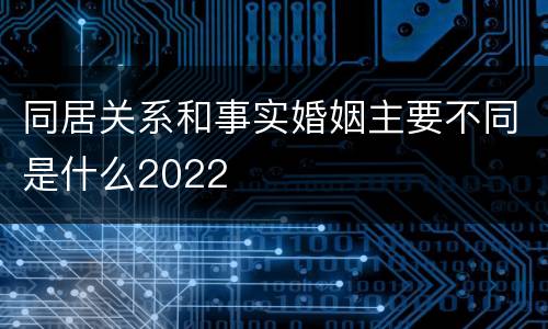 同居关系和事实婚姻主要不同是什么2022