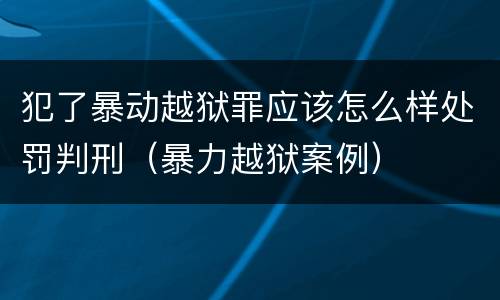 犯了暴动越狱罪应该怎么样处罚判刑（暴力越狱案例）