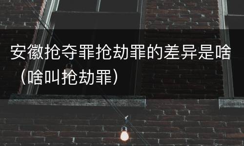 安徽抢夺罪抢劫罪的差异是啥（啥叫抢劫罪）