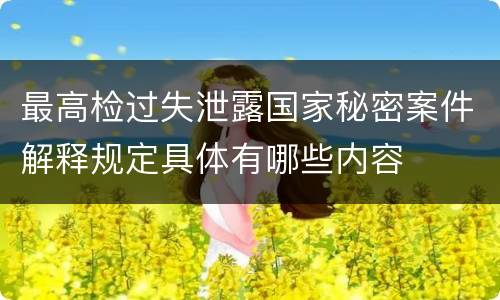 最高检过失泄露国家秘密案件解释规定具体有哪些内容
