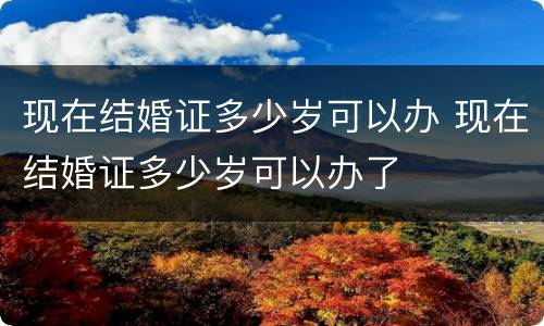 现在结婚证多少岁可以办 现在结婚证多少岁可以办了