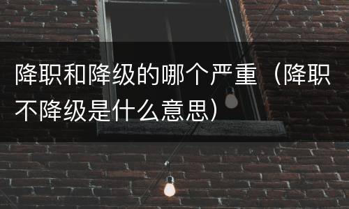 降职和降级的哪个严重（降职不降级是什么意思）