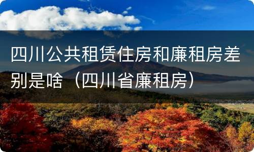 四川公共租赁住房和廉租房差别是啥（四川省廉租房）
