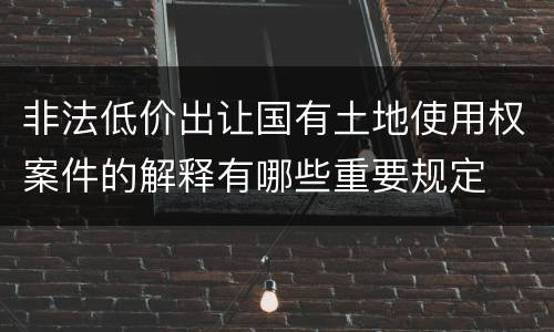 非法低价出让国有土地使用权案件的解释有哪些重要规定
