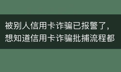 被别人信用卡诈骗已报警了，想知道信用卡诈骗批捕流程都有哪些