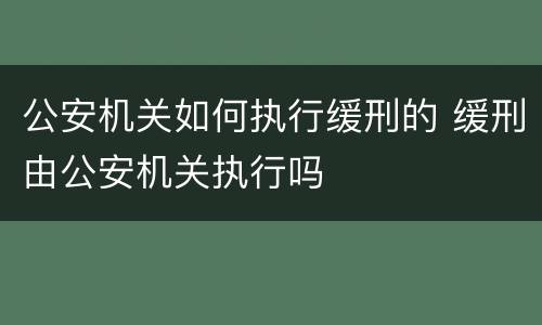 公安机关如何执行缓刑的 缓刑由公安机关执行吗