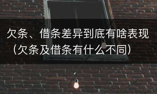 欠条、借条差异到底有啥表现（欠条及借条有什么不同）