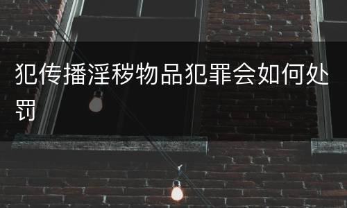犯传播淫秽物品犯罪会如何处罚