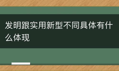 发明跟实用新型不同具体有什么体现
