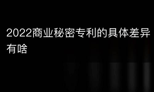 2022商业秘密专利的具体差异有啥