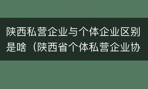 陕西私营企业与个体企业区别是啥（陕西省个体私营企业协会官网）