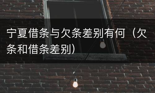 宁夏借条与欠条差别有何（欠条和借条差别）